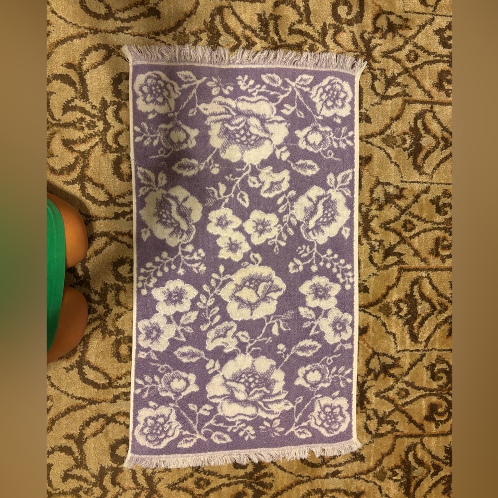 Vintage HandTowel purple and white